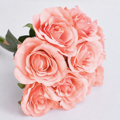 Artificial Silk Classic Rose Bouquet (Peach Melba)