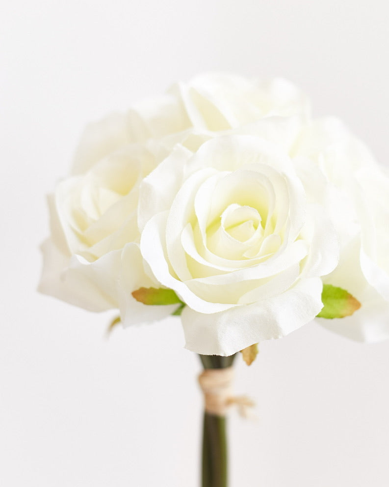 Artificial Silk Hand-Tied Bella Rose Bouquet - Ivory