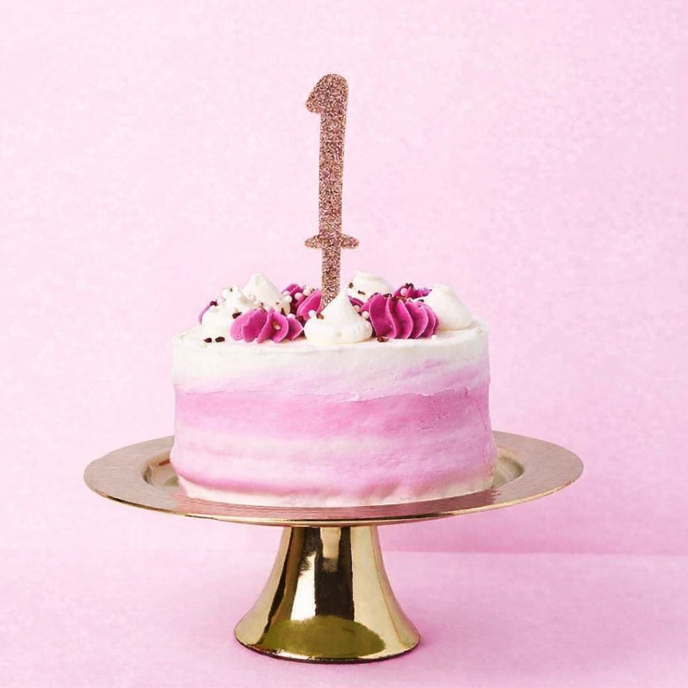 Rose Gold Number '1' Glitter Acrylic Cake Topper – The Baked Studio