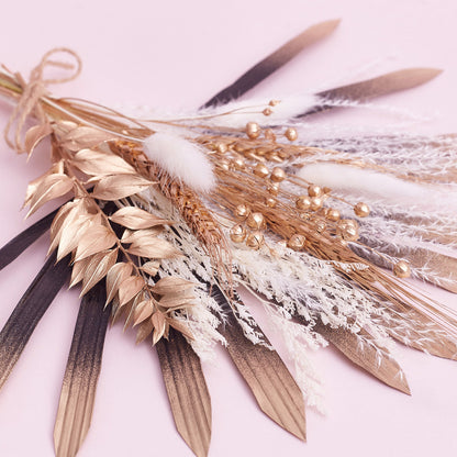 Dried Sun Palm Bouquets (Black Gold & White)