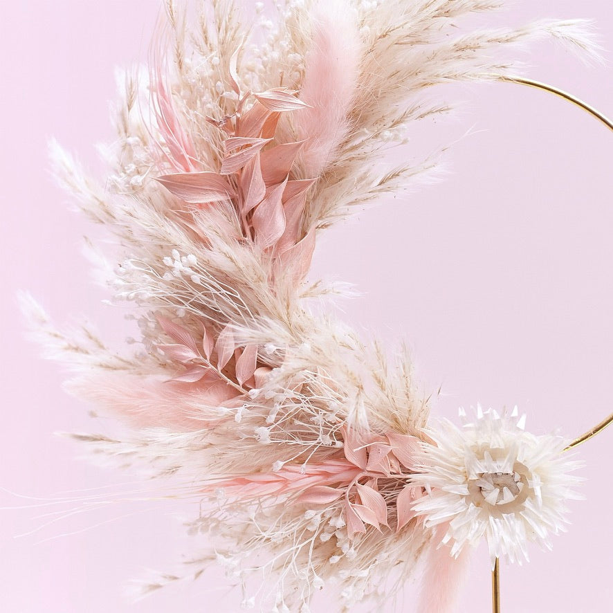 Dried Flower Ring (10cm) (Pink & White)