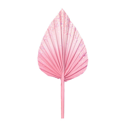 Decorated Dried Palm Spear (Pale Pink Glitter Ombre)