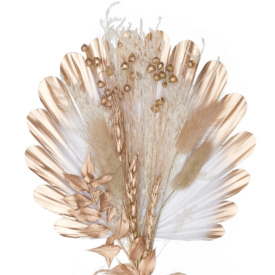Dried Shell Palm Bouquet (Gold & White)