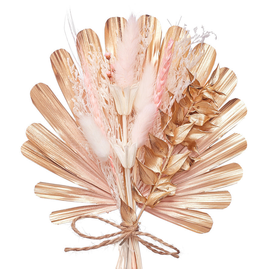 Dried Shell Palm Bouquet (Pink, Gold & White)