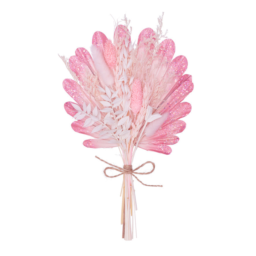 Dried Shell Palm Bouquet (Pink Glitter)