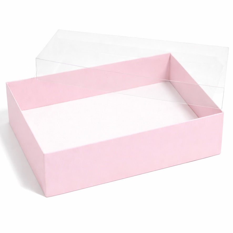 The Baked Studio – Deluxe Treat & Cookie Boxes with Clear Lid - Pink (Pack of 5)