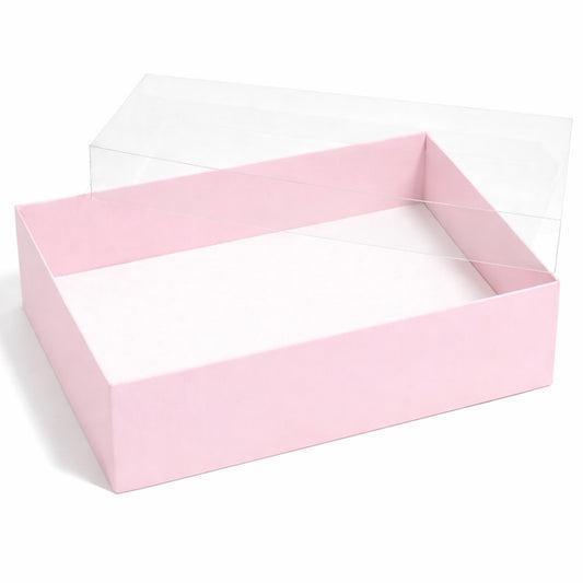 The Baked Studio – Deluxe Treat & Cookie Boxes with Clear Lid - Pink (Pack of 5)