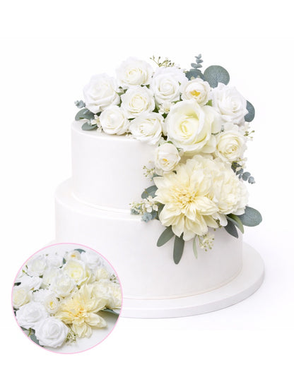 Silk Flower Bags with Foliage (White)