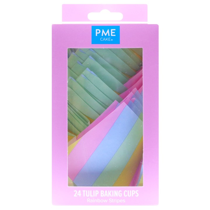 Tulip Cupcake Liners – 24 Pack (Rainbow Stripes)