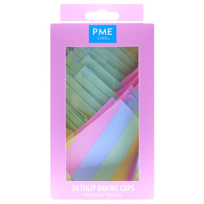 Tulip Cupcake Liners – 24 Pack (Rainbow Stripes)
