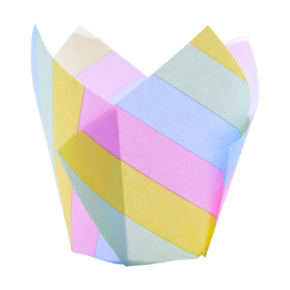 Tulip Cupcake Liners – 24 Pack (Rainbow Stripes)