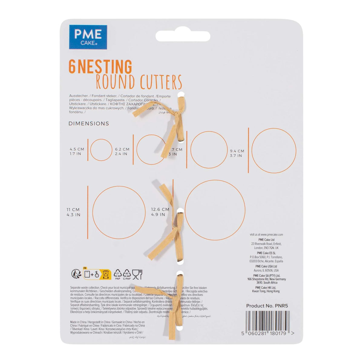 PME Round Fondant Cutters - Set Of 6