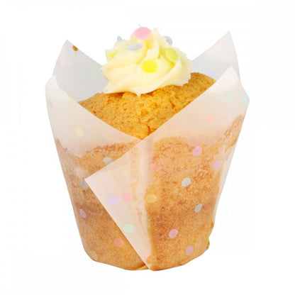 Tulip Cupcake Liners – 24 Pack (Rainbow Polka)