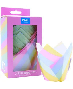 Tulip Cupcake Liners – 24 Pack (Rainbow Stripes)